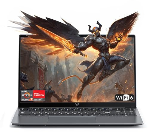 KAIGERR 2026 New Light Gaming Laptop, 16.0inch Laptop Computer with AMD Ryzen 7 7730U(8C/16T, Up to 4.5GHz), 16GB RAM 512GB NVMe SSD Windows 11 Laptop, Radeon RX Vega 8 Graphics,WiFi 6, Backlit KB