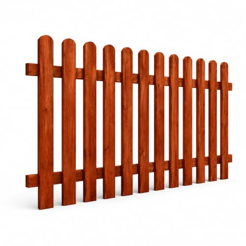 Staccionata In Legno Per Giardino Orto E Recinti Decorativi Con Doghe Verticali Arrotondate Protezione Outdoor Resistente Agli Agenti Atmosferici 180 x 100 Cm Legno Scuro