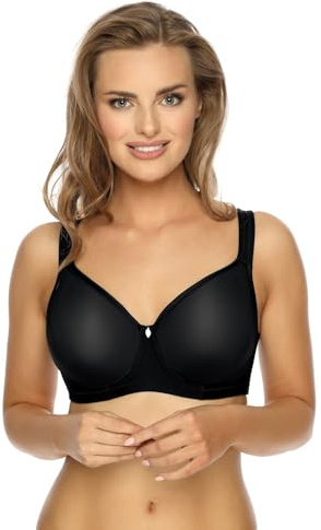 VIANIA! Dessous Minimizer Bügel-BH 14586 - Gemoldeter Damen-BH Mit Vorgeformten Cups & Breiten Trägern - Für Große Größen & Mit Optimalem Halt - Weiß, Schwarz, Silk