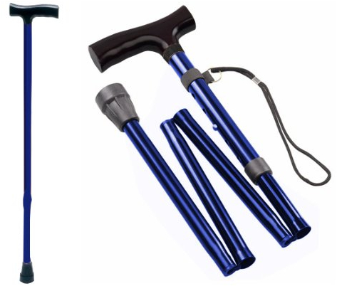 TIGA-MED Gehstock Krückstock Spazierstock | leichtes Aluminium | höhenverstellbar | faltbar | blau | bis 100kg | Wanderstock Gehhilfe Gehstöcke Krücken Krückstöcke