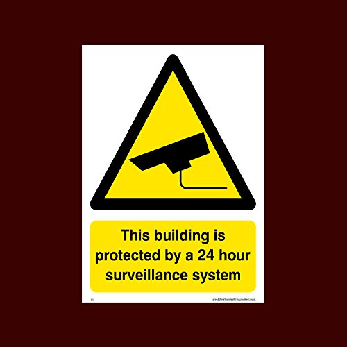 USSP&S This building is protected by a 24 hour surveillance system Plastic Sign (S17) - CCTV, Security, Warning, Alarmed, Surveillance, Camera, Dogs, Premises