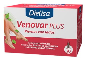 Dielisa - Venovar Plus, Complemento Alimenticio, con Arándano, Extracto de Saúco, Hamamelis y Rusco, con Efectos Favorables en las Piernas Cansadas - 20 Viales
