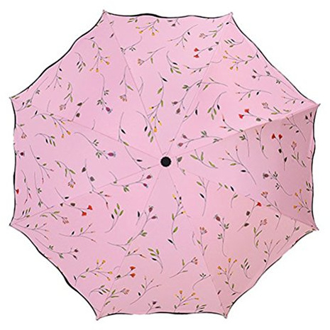 Maibar Plegable Paraguas Solar uv Plegable Antiviento Impermeable Triple Plegables Sombrillas Damas (Rosa)