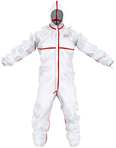 Tuta di Protezione Chimica SafeComfort Modello T | PPE Cat. III Tipo 4b/5b/6b, con Cappuccio, Cuciture Nastrate, Cerniera a Due Vie, a Tenuta di Particelle e Spray (L)