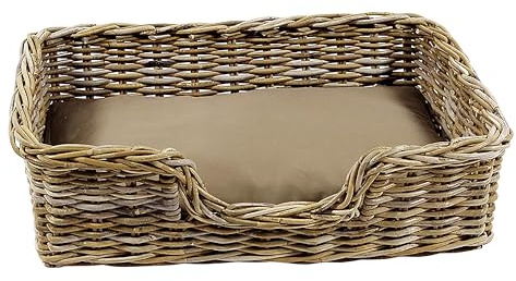 Kobolo Hundekorb Hundesofa aus stabilem Rattan geflochten 72x53x20 cm