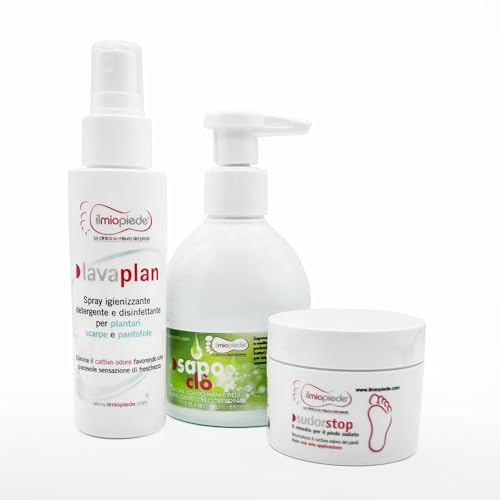 Igiene e Profumo per i tuoi Piedi | Set di 3 prodotti | Spray ingienizzante, Crema per la sudorazione, Sapone igienizzante | I Tuoi Piedi Sempre Profumati | Prodotto in Italia da IlmioPiede