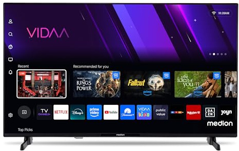 MEDION 108 cm (43 Zoll) Full HD Fernseher (Smart-TV, HDR, VIDAA Store, HBO Max, MagentaTV, Prime Video, Disney+, DAZN, Paramount+, HbbTV, PVR, Bluetooth, MD 843101)
