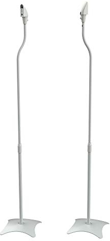 RICOO Supporto pavimento universale BH08-G per altoparlanti Supporto piede Altezza regolabile Canale del cavo Supporto per casa/ufficio, 1 paio Argento