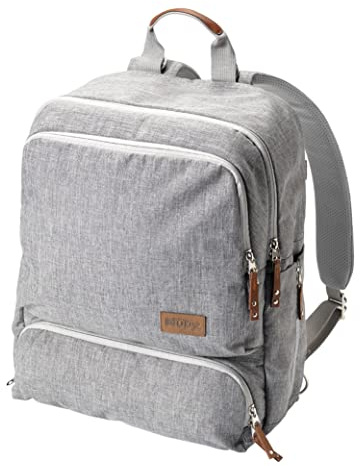 Nuby Baby Changing Bag – Baby Change Backpack with Changing Mat | Multiple Storage Pockets | Adjustable Padded Straps | Wipe-Clean & Wear-Resistant Material (Grey)