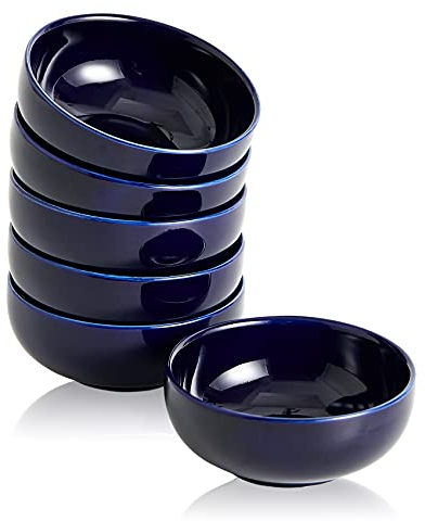 Swuut Ceramic Small Bowls,70ml Mini Bowls Set,Dipping Soy Sauce Dish,7.5cm Dip Pinch Bowl Set of 6 (Navy)