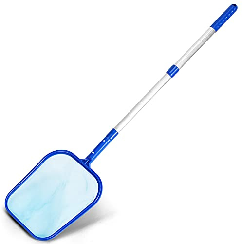 Evob Pool Skimmer Net with Adjustable 17-40 Telescopic Pole - Fine Mesh Net - Leaf Skimmer for Cleaning Surface of Swimming Pools, Hot Tubs, Spas and Fountains