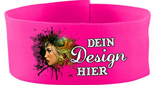 Kleiner Fratz Klett Armbinde 5 cm personalisiert mit deinem Wunschtext oder Logo (Farbe neonpink) (Gr. Junior - 15-25 cm)