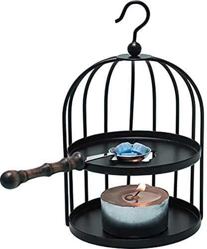 WAYUTO Wachssiegel Ofen und Löffel Wachs Siegel Löffel Halter Wachssiegel Perlen Wärmer Wachs Siegel Schmelzen Ofen Werkzeug Vogelkäfig Wachs Siegel Ofen für Umschläge Einladungen DIY Handwerk Schwarz