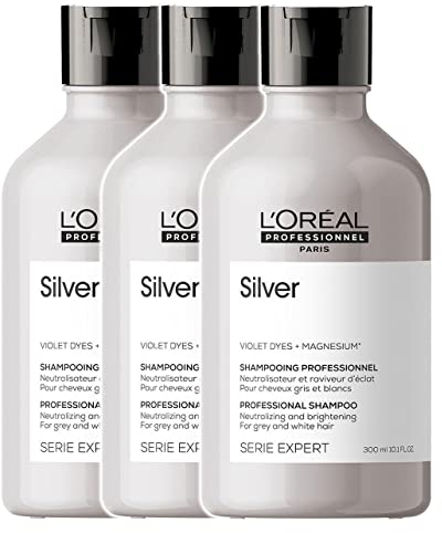 3er Loreal Professional Violet Dyes + Magnesium Silver Shampoo Serie Expert gegen Gelbstich 300 ml