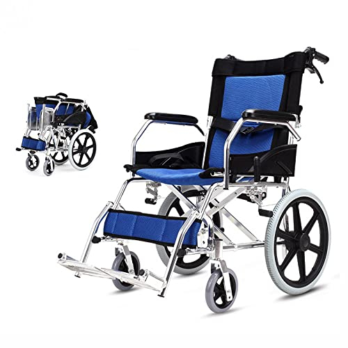 Faltrollstuhl, Aluminium, Superleicht Rollstuhl Für Ältere Und Behinderte Menschen,Transportrollstuhl Reiserollstuhl Mit Manuelle Bremse,Feste Armlehnen Und Klappbare Fußstützen, Sitz 45 Cm