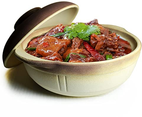 Casserole Bowls French Onion Soup Crock Retro Clay Pottery with Lid Cooking Soup Shaguo (DR24cm)
