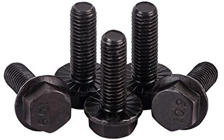 FEEIMOL Sechskantschrauben mit Flansch Schwarz Legierter Stahl Vollgewinde Gewindestift M8x45mm (4 Stück)