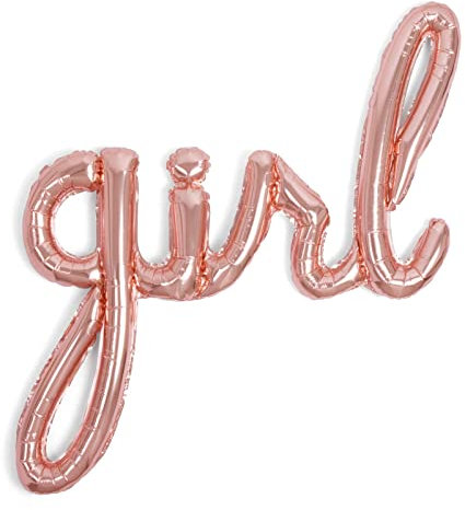 1 ballon en feuille métallique « Girl » couleur or rose de 100 cm – Ballons pour décoration de fête prénatale, révélation du genre garçon ou fille – Ballons en latex