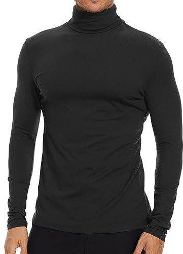 SIMIYA T-Shirt Basique à col roulé pour Homme - Coupe ajustée - Doublure en Peluche - sous-vêtements Thermiques - Manches Longues - Élastique - Hauts Thermiques Homme - Confortable et Respirant | Sous-vêtements thermiques, haut à manches longues, élastique, col roulé, confortable et respirant