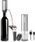ELMWAY Electric Wine Opener & Aerator Set – Rechargeable Stainless Steel Wine Opener & Decanter with Foil Cutter & Vacuum Stopper