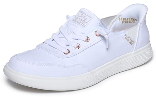 Skechers Women's Hands Free Slip-Ins Skip Cute - B Cute Sweet Sneaker, White, 9