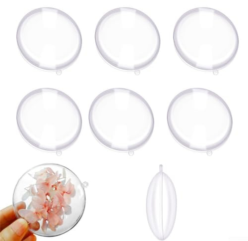 HpLive 10 transparente Kunststoffkugeln, nachfüllbar, flache Kugel für Weihnachtsbaum, hängende Ornamente, für Zuhause, Hochzeit, Weihnachtsdekoration (9 cm)