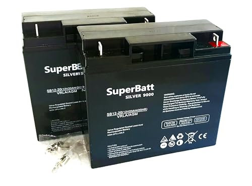 1 Pair / 2 X 12V 20AH (17AH 18AH 21AH 22AH) SuperBatt SB12-20 Sealed Rechargeable VRLA AGM Battery for Mobility Scooter & Wheelchair