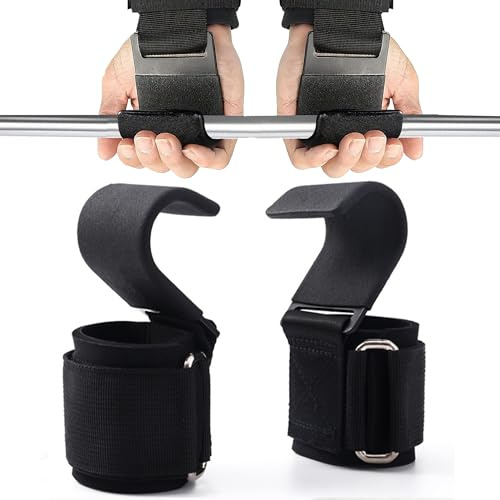 MZSX Cinghie di sollevamento pesi con gancio da polso, rivestimento in gomma antiscivolo, ganci per sollevamento pesi e cinghie per sollevamento pesi, maniglie per l'allenamento a casa e in palestra