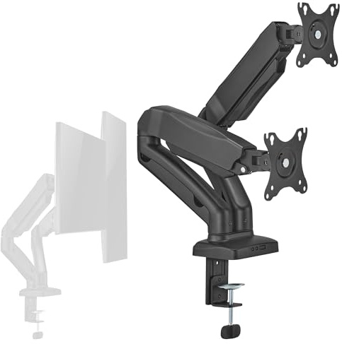 Xantron Monitor Arm 2 Monitore bis 32 Zoll, höhenverstellbar | Neigbar, schwenkbar, 90° drehbar, Kabelkanäle, Tischklemme oder Bohrmontage, VESA 75x75/100x100, 9 kg je Arm