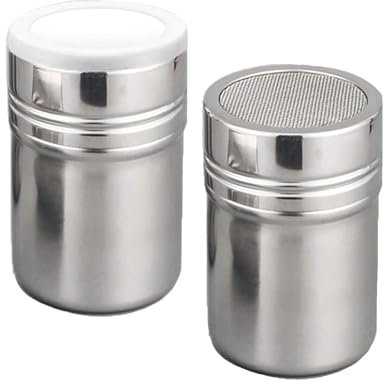 2 Pcs Icing Sugar Shaker, Flour Shaker, Icing Sugar Shaker Duster, Chocolate Shaker and Cocoa Sifter Portable Sugar Powder Shaker Perfect Ideal for Kitchen Crafts and Cake Decoration