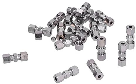 Psytfei 20-teiliges Bremsleitungs-Verbindungsset, Rohr-Inline-Druckverbinder, Schnellverbinder, Doppelschneidring für die Reparatur von 4,75-mm-Rohr-Inline