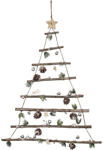matrasa Weihnachtsbaumleiter - Wanddeko Türdeko Weihnachten - Leiter In Baumform 100 cm Silber