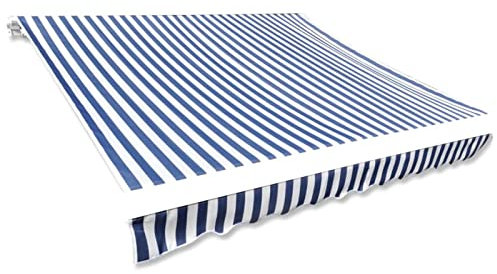Buzaza Markisenbespannung Canvas Gelenkarmmarkise Markisen FüR Terrasse Awnings for Patios Sonnenschutz Terrasse Blau & Weiß 4x3 m (ohne Rahmen)