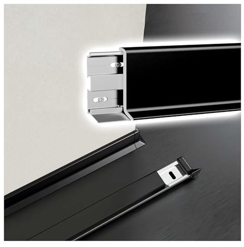 fussleisten Aluminium-Zierleiste für Wände, 1,5/2,4/3,2 Zoll breit x 4,1 Fuß, Metall-Sockelleisten für Wände, wasserdicht, Molduras Decorativas Para Paredes Modernas(Black 4pcs,H 8cm/3.2in)