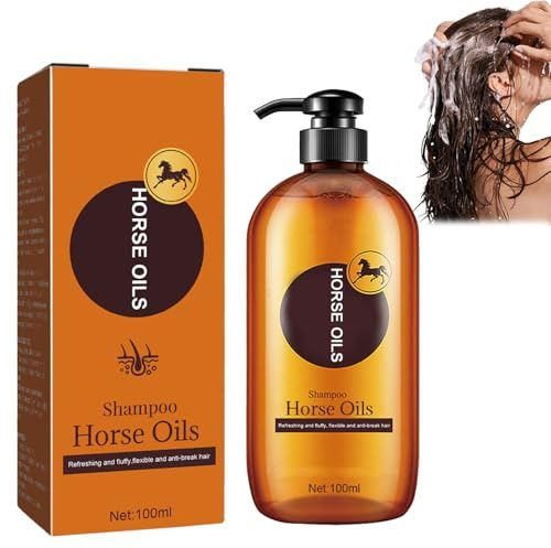 Pflegendes Shampoo mit Pferdeöl, Shampoo Gegen Haarausfall Mit Pferdeöl, Pflegendes Pferdeöl-Shampoo, Anti-Haarausfall und Ölkontrolle, Feuchtigkeitsspendende und Pflegeessenz für Flauschiges Haar.