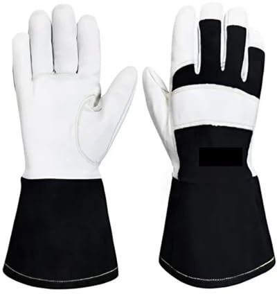 OUHFCASN Heat Resistant Gloves 1 Pair Long Cuff TIG Welding Safety Work Gloves Heat Resistant BacK Long Cuff Wear Resistant Gloves Suitable for Oven/Fireplace/Welding/Stove(XL)