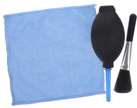 Kamera Luftgebläse für Objektive mit Flexiblem Silikon, Tiefenrein | Lange Düse, Kunststoff und Nylon, mit Bürste und Tuch, für Schonende Reinigung Zufälliger Stil
