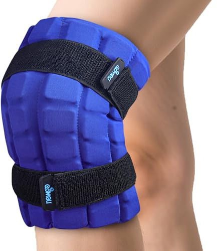 NEWGO Knie Kühlbandag, 2 Stunden Kühlwirkung Kühlmanschette Knie mit abnehmbaren Gel-Eiswürfeln, individuell anpassbar für Verletzungen, Schwellungen, ACL, Entzündungen