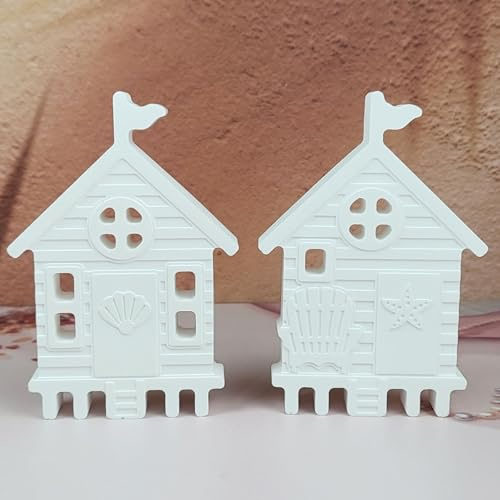 3 Stück Silikonformen Gießformen Häuser, Silikonform Haus mit Hülse Seestern Gipsform zum Gießen Gießformen Silikon Häuser Silikon Gießform Frühling Weihnachten für Gips Kerzen