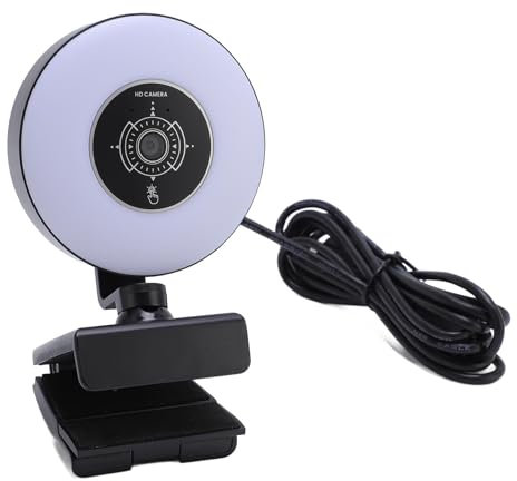 Webcam 4K con Luz de Relleno, Webcam HD para PC con Control Remoto, Cámara Web con Enfoque Automático y Micrófono Incorporado para Portátil, Ordenador de Sobremesa