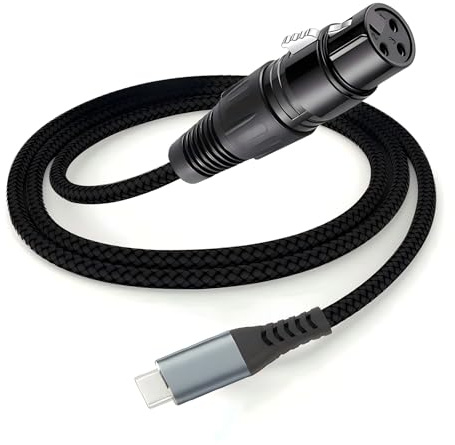 VOXYNK Cavo audio per microfono da USB C a XLR per registrazioni audio, microfono dinamico, intrecciato da USB C a XLR femminile, compatibile con iPhone 15/16, 2 m
