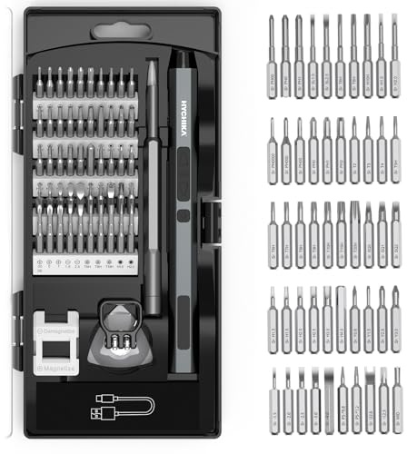 HYCHIKA Elektrischer Precision Schraubendreher Feinmechaniker Set,62-in-1 Electric Screwdriver Set,Präzisionswerkzeug für Elektronik mit Akku,für Handy,Tablet,Xbox,Kamera,Uhr