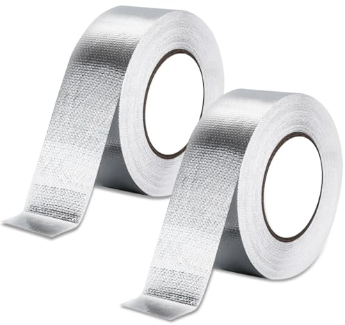 SXTDKMJ 2 Stück Aluminium Klebeband, Hitzebeständiges Klebeband Silber Aluband Selbstklebend Isolierklebeband für Versiegeln Reparieren und Isolieren(5x200cm)
