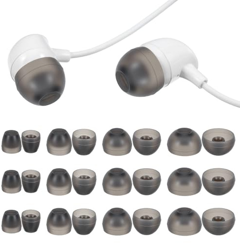 Ouligay Lot de 12 paires d'embouts de rechange, en silicone, noirs, compatibles avec la plupart des écouteurs intra-auriculaires, 4 tailles (XS/S/M/L)