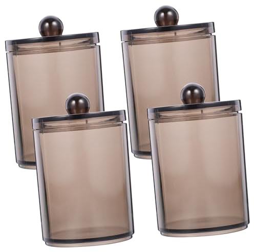 LIFKOME 4 pezzi Contenitori Porta Cotton Fioc e Dischetti in Trasparente Nero Organizer Bagno Compatto e Resistente Facilmente Pulibile per Conservare Tamponi Cotone e Accessori Cosmetici
