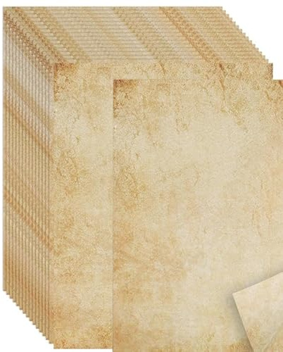 milaosk 60 Sheets Writing Letter Papers A4 Vintage Paper Old Looking Craft Retro Material Paper DIY Invites and Letters