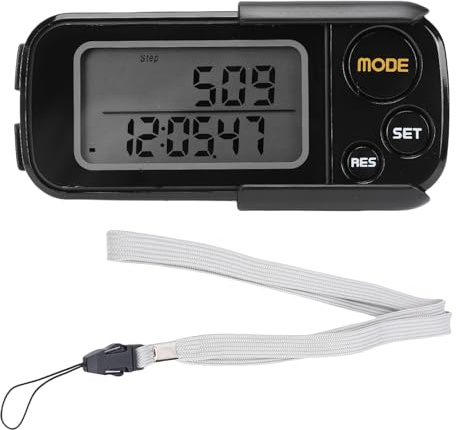POENVFPO Podómetro para Caminar, Contador de Pasos Preciso 3D con Pantalla LCD Grande y Memoria de 30 Días, para Hombres, Mujeres, Jóvenes, Adultos Mayores, Negro