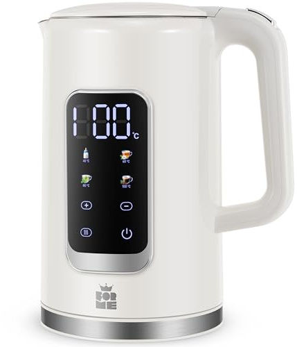 ForMe Hervidor Eléctricos de Acero Inoxidable 1,7 L Selección de Temperatura de 40-100 C LED Indicador Digital de Temperatura I Función de Mantener Caliente Tetera I Cristal Hervidora Libre de BPA