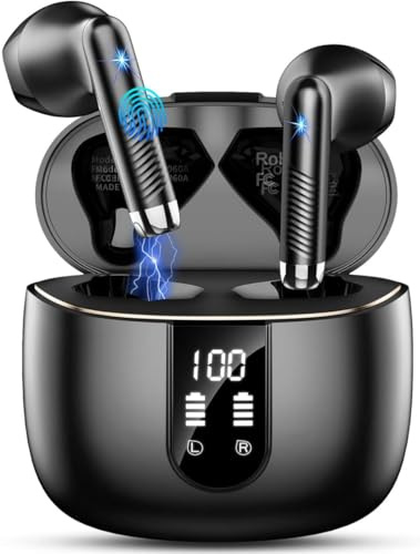 Ecouteurs Bluetooth sans Fil, Écouteurs Bluetooth 5.4 2026 Écouteurs sans Fil avec 4 ENC Réduction de Bruit Mic, IP7 Étanches Oreillette Bluetooth 56H Stéréo USB-C Casque Bluetooth pour Sport/Travail