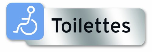 Symbol PSC20 Wandschild/Türschild für barrierefreie Toilette, Polycarbonat, klebend, 160 x 50 mm (in französischer Sprache)